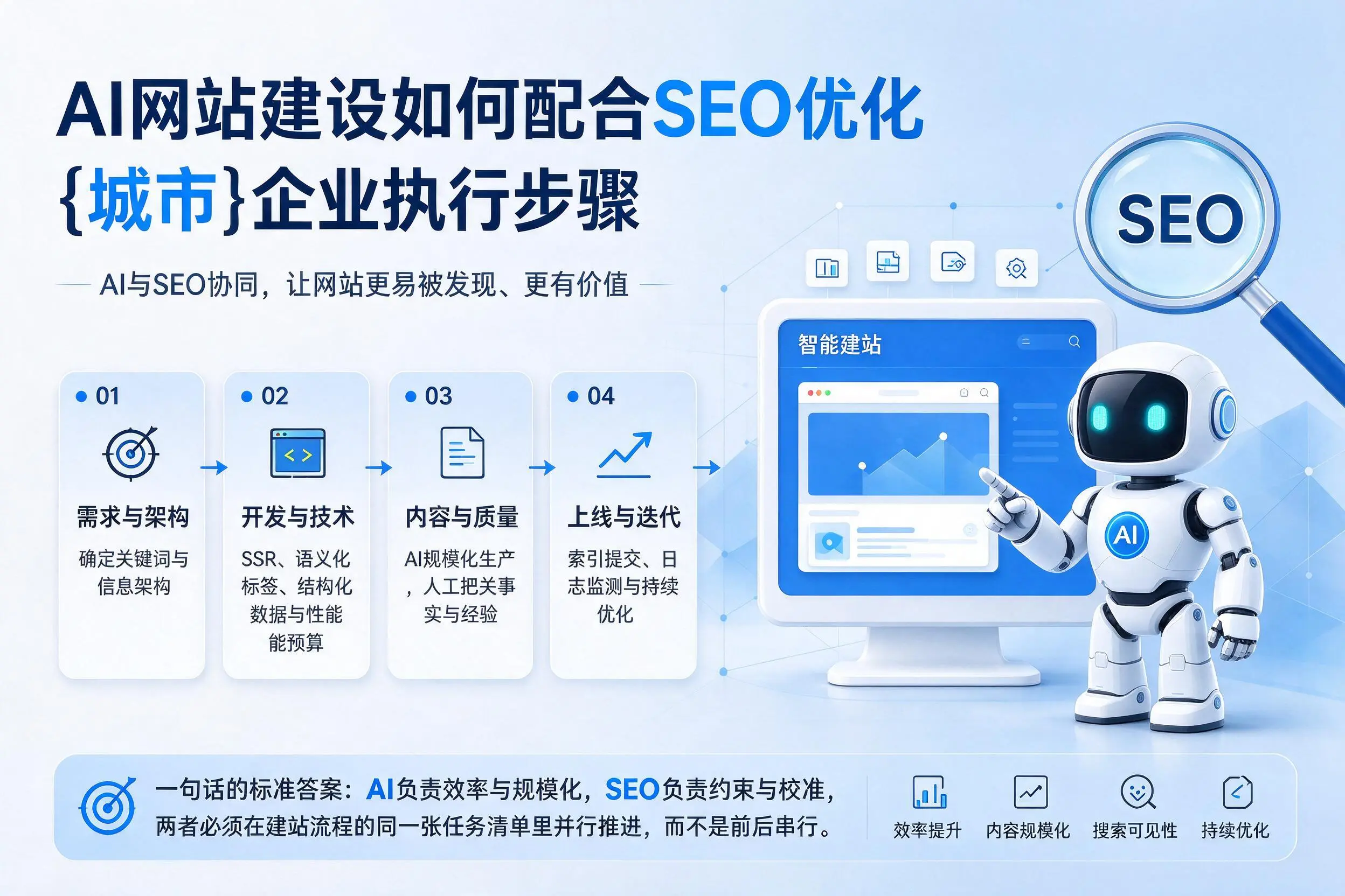 AI网站建设如何配合SEO优化,吴忠企业执行步骤