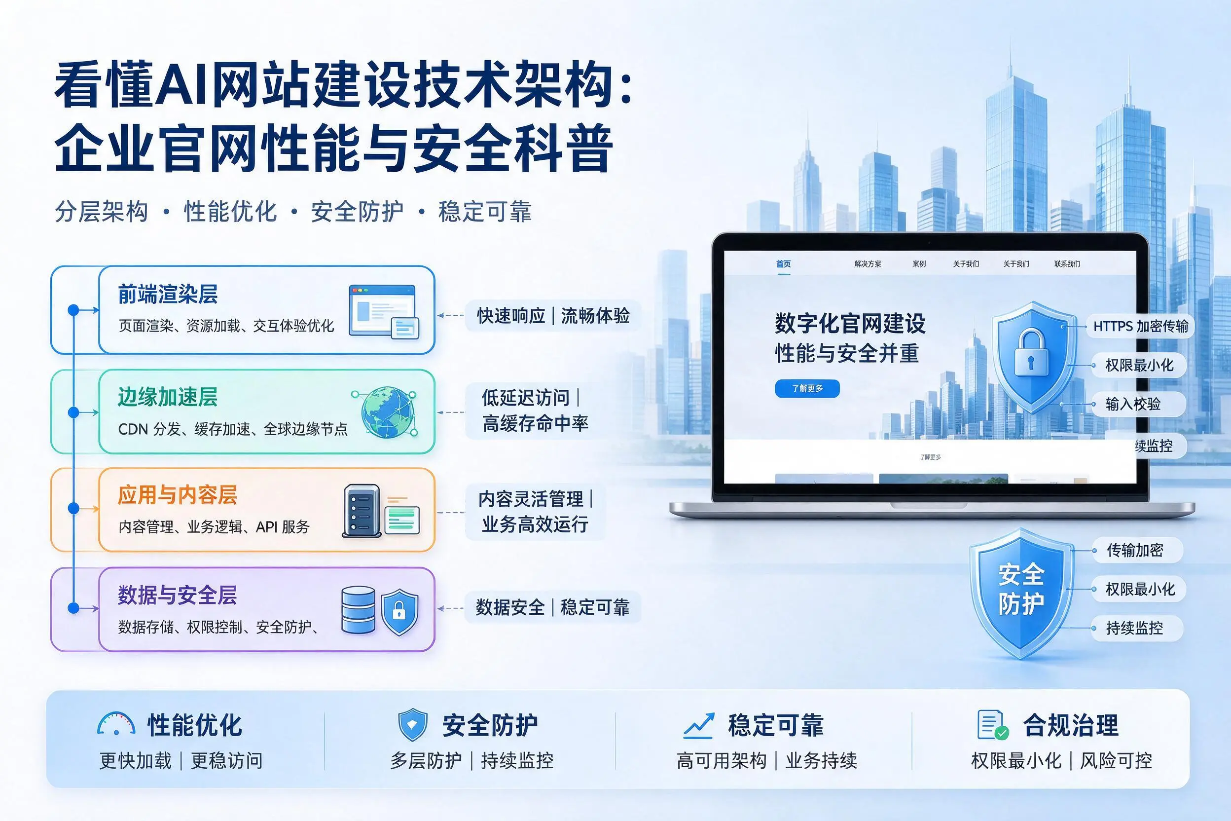 看懂AI网站建设技术架构:吴忠企业官网性能与安全科普